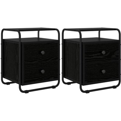 VIDAXL Armadio Da Notte 2 Pz Rovere Nero Legno Ingegnerizzato VIDAXL Armadio Da Notte 2 Pz Rovere Nero Legno Ingegnerizzato