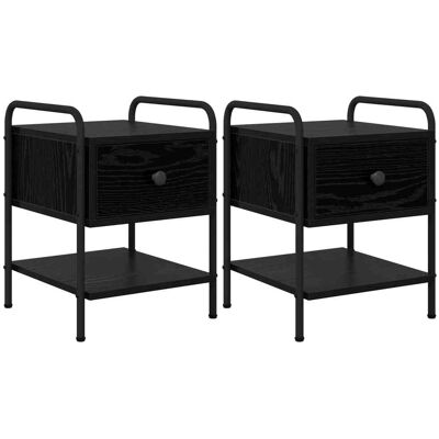 VIDAXL Armadio Da Notte 2 Pz Rovere Nero 35 X 36,5 X 47 Cm VIDAXL Armadio Da Notte 2 Pz Rovere Nero 35 X 36,5 X 47 Cm