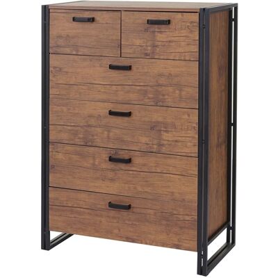 DÉCOSHOP26 Credenza Alta/cassettiera/mobile Contenitore Con 6 Cassetti 115 X 80 X 40 Cm Struttura 3d Finitura Rovere Naturale 040005975 DÉCOSHOP26 Credenza Alta/cassettiera/mobile Contenitore Con 6 Cassetti 115 X 80 X 40 Cm Struttura 3d Finitura Rovere Naturale 040005975