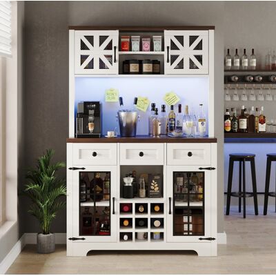 COVREO Credenza Alta 120x40x180 Cm Bianca In Mdf E Vetro Con Led Smart, Portabottiglie E Ripiani Regolabili COVREO Credenza Alta 120x40x180 Cm Bianca In Mdf E Vetro Con Led Smart, Portabottiglie E Ripiani Regolabili