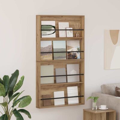 VIDAXL Scaffale Per Riviste 2 Pcs Rovere Artigianale 80 X 12 X 70 VIDAXL Scaffale Per Riviste 2 Pcs Rovere Artigianale 80 X 12 X 70