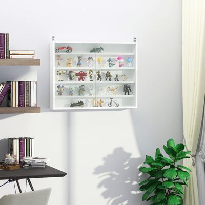 PZCC Vetrina Espositiva Da Parete A 4 Ripiani Regolabili, Vetrinetta Per Collezionismo, Bacheca Espositore A Muro Per Oggetti Da Collezione, In Vetro E Truciolato, 80x9.5x60 Cm, Bianco PZCC Vetrina Espositiva Da Parete A 4 Ripiani Regolabili, Vetrinetta Per Collezionismo, Bacheca Espositore A Muro Per Oggetti Da Collezione, In Vetro E Truciolato, 80x9.5x60 Cm, Bianco