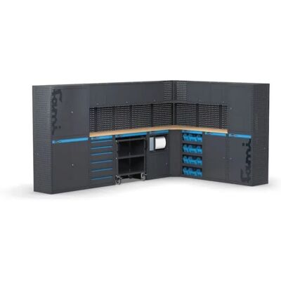 OEM Arredamento Modulare Per Officina Fami "linea 391" Angolare In Lamiera Antracite 368,8+247,2x49,5x190 Cm OEM Arredamento Modulare Per Officina Fami "linea 391" Angolare In Lamiera Antracite 368,8+247,2x49,5x190 Cm