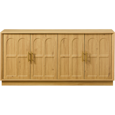 STILVORA Madia Con 4 Ante E Ripiani Regolabili, Mobile Contenitore Per Soggiorno E Cucina, In Mdf, Naturale STILVORA Madia Con 4 Ante E Ripiani Regolabili, Mobile Contenitore Per Soggiorno E Cucina, In Mdf, Naturale