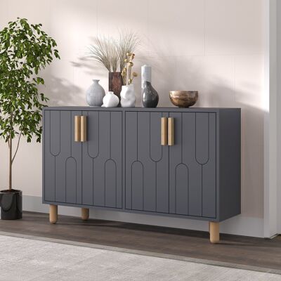 DMORA Credenza Venerina, Madia 2 Ripiani, 4 Ante, 4 Vani, 120x30x74h Cm Nero Antracite DMORA Credenza Venerina, Madia 2 Ripiani, 4 Ante, 4 Vani, 120x30x74h Cm Nero Antracite