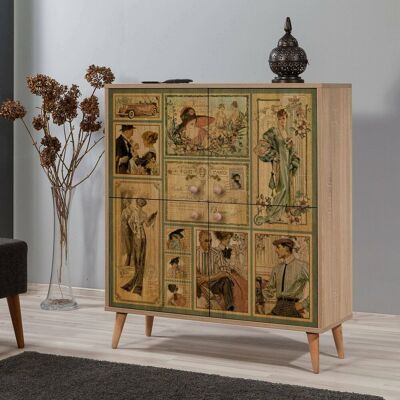 DMORA Credenza Agyemang, Madia 3 Ripiani, 4 Ante, 4 Vani, 95x36x111h Cm Marrone Quercia DMORA Credenza Agyemang, Madia 3 Ripiani, 4 Ante, 4 Vani, 95x36x111h Cm Marrone Quercia