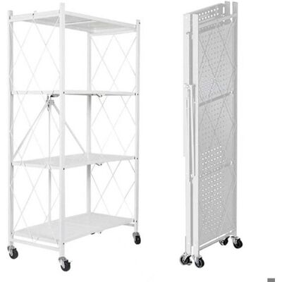 OEM Mobile Scaffale - Seven Comfort - Scaffale Pieghevole 4 Ripiani 71.5x34x124cm - Ruote 360° - 20kg/livello OEM Mobile Scaffale - Seven Comfort - Scaffale Pieghevole 4 Ripiani 71.5x34x124cm - Ruote 360° - 20kg/livello