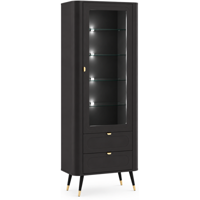 3XE LIVING Vetrina Con 2 Cassetti, Nero, 78,4 X 40 X 192,4 Cm 3XE LIVING Vetrina Con 2 Cassetti, Nero, 78,4 X 40 X 192,4 Cm