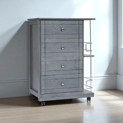 LIBEROSHOPPING - Carrello Da Cucina Giada Con 4 Cassetti E Portabottiglie Grigio LIBEROSHOPPING - Carrello Da Cucina Giada Con 4 Cassetti E Portabottiglie Grigio