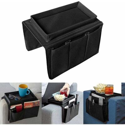 DPZO Organizzatore Per Bracciolo, Ripiano Portaoggetti Per Divano, Vassoio Multi-scomparto Per Cellulare, Riviste, Snack, Occhiali, Telecomando, Tablet, Tazza (nero) DPZO Organizzatore Per Bracciolo, Ripiano Portaoggetti Per Divano, Vassoio Multi-scomparto Per Cellulare, Riviste, Snack, Occhiali, Telecomando, Tablet, Tazza (nero)