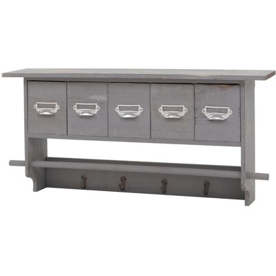 HHG Appendiabiti Mensola Cucina Shabby Vintage -355 Legno Con Cassetti 32x65x13cm Grigio HHG Appendiabiti Mensola Cucina Shabby Vintage -355 Legno Con Cassetti 32x65x13cm Grigio