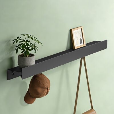 MAI & MAI Mensola Da Parete Con 8 Ganci Nascosti, Mensola In Metallo Rimovibile, Mensola Da Appendere Per Bagno, Cucina, Ingresso E Camera Da Letto, 80cm, Nero Sabbia, Stalo-11 MAI & MAI Mensola Da Parete Con 8 Ganci Nascosti, Mensola In Metallo Rimovibile, Mensola Da Appendere Per Bagno, Cucina, Ingresso E Camera Da Letto, 80cm, Nero Sabbia, Stalo-11