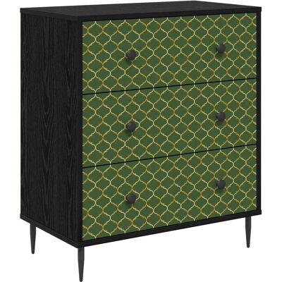 VIDAXL Cassettiera Geleen Stampa Geometrica Smeraldo 66 X 36,5 X 76 Cm VIDAXL Cassettiera Geleen Stampa Geometrica Smeraldo 66 X 36,5 X 76 Cm