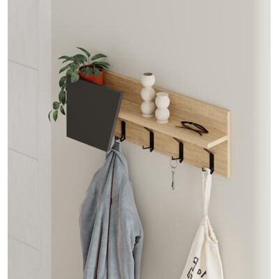 GIORDANOSHOP Mensola Appendiabiti Da Parete 74x15,7x26 Cm Attaccapanni Zaffiro Di Quercia E Antracite GIORDANOSHOP Mensola Appendiabiti Da Parete 74x15,7x26 Cm Attaccapanni Zaffiro Di Quercia E Antracite