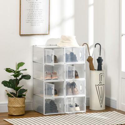 PZCC Scarpiera A 8 Pezzi, Scatole Impilabili Per Scarpe Fino Alla Taglia 46, Ante Magnetiche, In Plastica, 28 X 36 X 21 Cm PZCC Scarpiera A 8 Pezzi, Scatole Impilabili Per Scarpe Fino Alla Taglia 46, Ante Magnetiche, In Plastica, 28 X 36 X 21 Cm