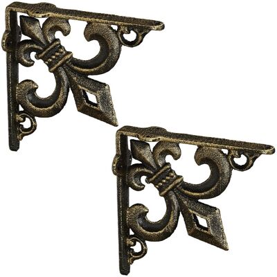 RELAXDAYS Staffe Per Mensole, Set Da 2 Supporti Dal Design Barocco, Reggimensola Angolari Per Scaffali, Vintage, Bronzo - RELAXDAYS Staffe Per Mensole, Set Da 2 Supporti Dal Design Barocco, Reggimensola Angolari Per Scaffali, Vintage, Bronzo -