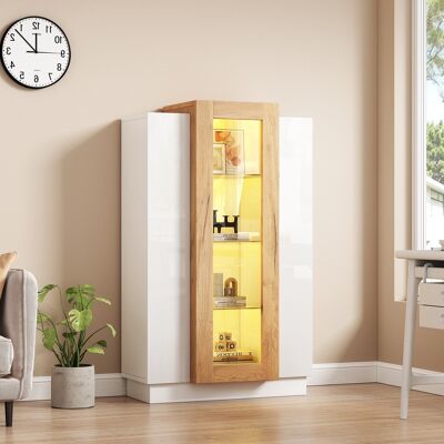 MODENVIE Vetrina Con 3 Ante, 4 Livelli E Led Con Controllo Da App, Per Soggiorno, Pannello Di Particelle, 74×40×120 Cm MODENVIE Vetrina Con 3 Ante, 4 Livelli E Led Con Controllo Da App, Per Soggiorno, Pannello Di Particelle, 74×40×120 Cm