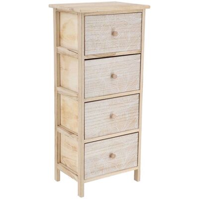 TENDANCE Mobile In Pioppo Paulownia Mdf 4 Cassetti Con Pomelli In Legno Esteban Stampato - Bianco Naturale - TENDANCE Mobile In Pioppo Paulownia Mdf 4 Cassetti Con Pomelli In Legno Esteban Stampato - Bianco Naturale -