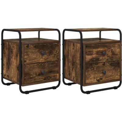 VIDAXL Armadio Da Notte 2 Pz Rovere Fumo Legno Ingegnerizzato VIDAXL Armadio Da Notte 2 Pz Rovere Fumo Legno Ingegnerizzato