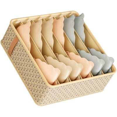 VISTRECK Organizzatore In Tessuto Per Cassetti E Armadi, Divisori, Contenitori Salvaspazio, Beige, Grande, 6 Scomparti, 32 X 32 X 11 Cm VISTRECK Organizzatore In Tessuto Per Cassetti E Armadi, Divisori, Contenitori Salvaspazio, Beige, Grande, 6 Scomparti, 32 X 32 X 11 Cm