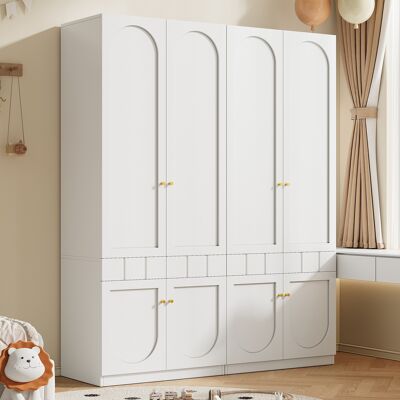 KELLANY Armadio A 2 Ante, Armadio Laccato, Armadio Con Barra Per Abiti E Cassetti, Mobili Per Camera Da Letto, Maniglie In Metallo, Set Di Armadi Bianchi, Set Da 2, 160×50×200 Cm KELLANY Armadio A 2 Ante, Armadio Laccato, Armadio Con Barra Per Abiti E Cassetti, Mobili Per Camera Da Letto, Maniglie In Metallo, Set Di Armadi Bianchi, Set Da 2, 160×50×200 Cm