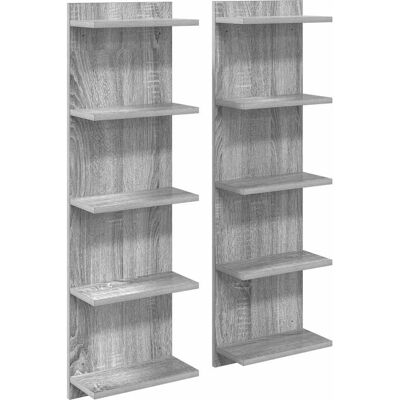 VIDAXL Scaffale Da Parete 2 Pz Sonoma Grigio 30 X 15 X 100 Cm VIDAXL Scaffale Da Parete 2 Pz Sonoma Grigio 30 X 15 X 100 Cm