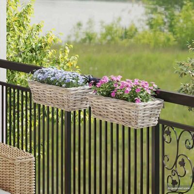 VIDAXL Cestino Appendibile Per Piante 2 Pcs Grigio 48 X 22 X 15 VIDAXL Cestino Appendibile Per Piante 2 Pcs Grigio 48 X 22 X 15