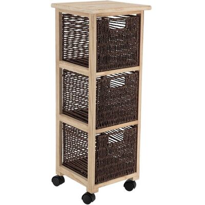 TENDANCE Mobile Quadrato Su Ruote 3 Cassetti Carta Pm Paulownia Struttura Mdf Pioppo - Marrone Naturale - TENDANCE Mobile Quadrato Su Ruote 3 Cassetti Carta Pm Paulownia Struttura Mdf Pioppo - Marrone Naturale -