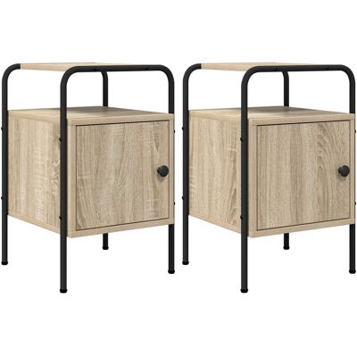 VIDAXL Armadio Da Notte 2 Pz Rovere Sonoma Legno Ingegnerizzato VIDAXL Armadio Da Notte 2 Pz Rovere Sonoma Legno Ingegnerizzato