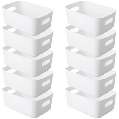 LIIYIELA Set Di 10 Contenitori Portaoggetti, Cestini Portaoggetti In Plastica Con Manici, 24 X 17 X 10 Cm, Contenitori Portaoggetti In Plastica, Per Armadietti Da Cucina, Mensole Da Bagno, LIIYIELA Set Di 10 Contenitori Portaoggetti, Cestini Portaoggetti In Plastica Con Manici, 24 X 17 X 10 Cm, Contenitori Portaoggetti In Plastica, Per Armadietti Da Cucina, Mensole Da Bagno,