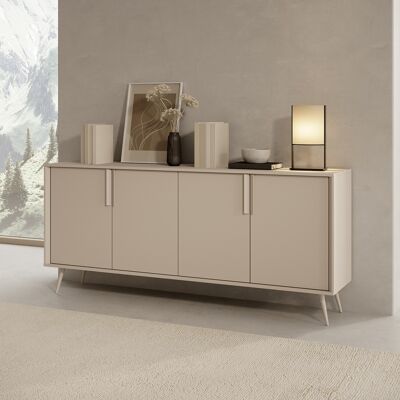 DMORA Credenza Harero, Madia 4 Ripiani, Con Piedini, 8 Vani, 110x40x78h Cm Bianco Crema DMORA Credenza Harero, Madia 4 Ripiani, Con Piedini, 8 Vani, 110x40x78h Cm Bianco Crema