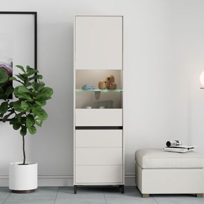 DMORA Vetrina Ovodda, Mobile Espositore 4 Ripiani, 2 Ante, Con Piedini, Anta E Ripiano Dettaglio Vetro, 55x40x193h Cm Bianco Crema DMORA Vetrina Ovodda, Mobile Espositore 4 Ripiani, 2 Ante, Con Piedini, Anta E Ripiano Dettaglio Vetro, 55x40x193h Cm Bianco Crema