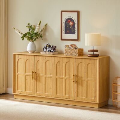 OKWISH Buffet Contenitore Multifunzionale, Mobile Tv, Vetrina, Per Soggiorno, Cucina, Sala Da Pranzo, Corridoio - Colore Naturale - 169x40x80 Cm OKWISH Buffet Contenitore Multifunzionale, Mobile Tv, Vetrina, Per Soggiorno, Cucina, Sala Da Pranzo, Corridoio - Colore Naturale - 169x40x80 Cm