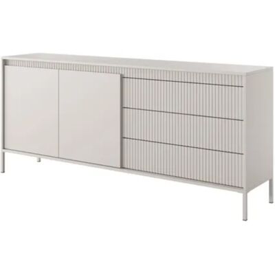 ARREDITALY Madia Credenza 2 Ante 3 Cassetti Push To Open Con Ripiani E Vani Mobile Soggiorno Design Moderno Con Piedini In Metallo Capiente E Funzionale 187.1 X 81.4 X 39.5 Cm Cashmere ARREDITALY Madia Credenza 2 Ante 3 Cassetti Push To Open Con Ripiani E Vani Mobile Soggiorno Design Moderno Con Piedini In Metallo Capiente E Funzionale 187.1 X 81.4 X 39.5 Cm Cashmere