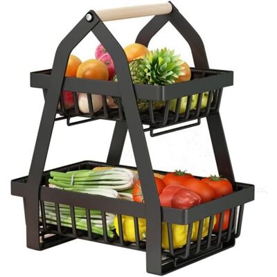 OEM Cesto Rettangolare A 2 Livelli In Metallo Nero Per Frutta E Verdura, Con Cestello Rimovibile – Design Moderno E Salvaspazio. OEM Cesto Rettangolare A 2 Livelli In Metallo Nero Per Frutta E Verdura, Con Cestello Rimovibile – Design Moderno E Salvaspazio.