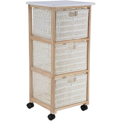 TENDANCE Mobile Quadrato Su Ruote 3 Cassetti Carta Gm Paulownia Struttura Mdf Pioppo - Bianco Naturale - TENDANCE Mobile Quadrato Su Ruote 3 Cassetti Carta Gm Paulownia Struttura Mdf Pioppo - Bianco Naturale -