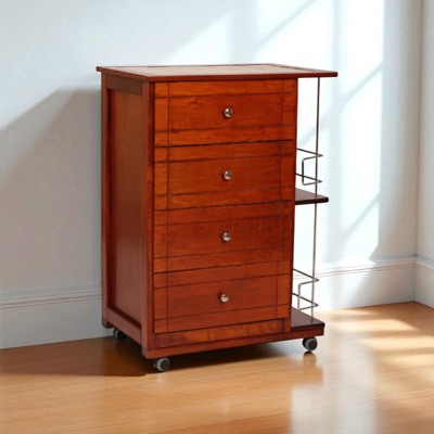 LIBEROSHOPPING - Carrello Da Cucina Giada Con 4 Cassetti E Portabottiglie Ciliegio LIBEROSHOPPING - Carrello Da Cucina Giada Con 4 Cassetti E Portabottiglie Ciliegio