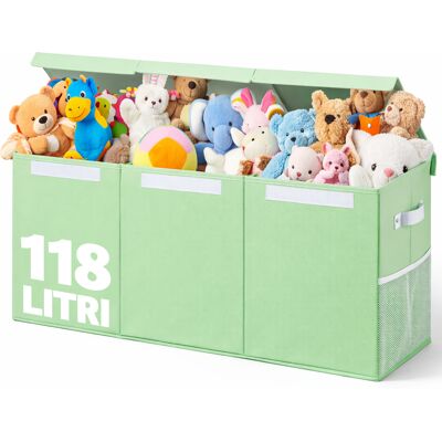 BAKAJI Contenitore Box 3 Scomparti Verde Scatola Cesta Giocattoli Organizer Multiuso BAKAJI Contenitore Box 3 Scomparti Verde Scatola Cesta Giocattoli Organizer Multiuso