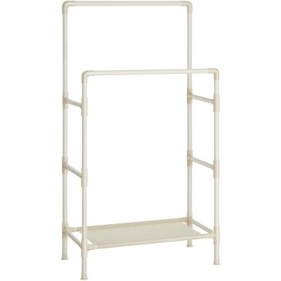 KENDRA HOME Stander Appendiabiti Doppio Oskar In Ferro Ecru Con Ripiano KENDRA HOME Stander Appendiabiti Doppio Oskar In Ferro Ecru Con Ripiano