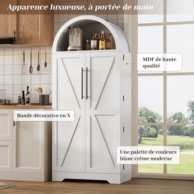 COVREO Vetrina Armadio 70x40x165 Cm Bianco In Mdf Con Ante A X E Vani Aperti Ad Arco COVREO Vetrina Armadio 70x40x165 Cm Bianco In Mdf Con Ante A X E Vani Aperti Ad Arco