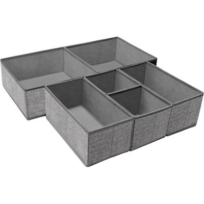 XISRENS Organizzatore Pieghevole Per Cassetti Per Biancheria Intima, Divisori Per Armadi, Contenitore Per Vestiti E Calzini (6 Scomparti, Grigio) XISRENS Organizzatore Pieghevole Per Cassetti Per Biancheria Intima, Divisori Per Armadi, Contenitore Per Vestiti E Calzini (6 Scomparti, Grigio)