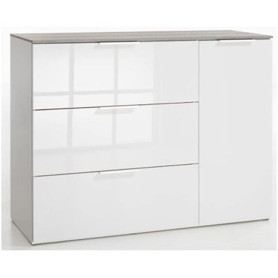 COMPOSAD - Mobile Contenitore Ingresso Bianco E Cemento Linea Galaverna Con Un 1 Anta E 3 Cassetti Made In Italy COMPOSAD - Mobile Contenitore Ingresso Bianco E Cemento Linea Galaverna Con Un 1 Anta E 3 Cassetti Made In Italy