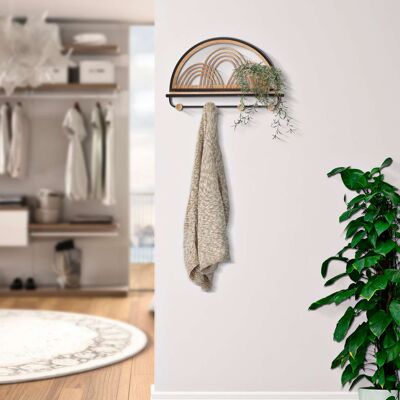 DMORA Mensola Daleni, Un Ripiano, Con 4 Appendiabiti, Sfumatura Colore Struttura Rovere, 46x16x30h Cm Marrone Rovere DMORA Mensola Daleni, Un Ripiano, Con 4 Appendiabiti, Sfumatura Colore Struttura Rovere, 46x16x30h Cm Marrone Rovere