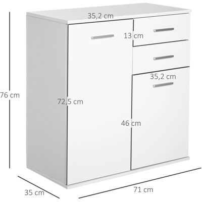PZCC Homcom Consolle, Credenza, Buffet Multiuso, Mobile Organizzatore Per Sala Da Pranzo E Soggiorno Con Ante E Cassetti 71x35x76cm PZCC Homcom Consolle, Credenza, Buffet Multiuso, Mobile Organizzatore Per Sala Da Pranzo E Soggiorno Con Ante E Cassetti 71x35x76cm