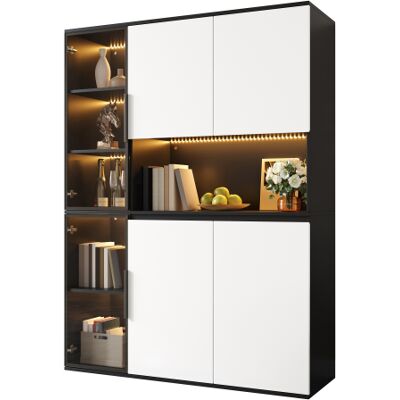 OEM Mobile Alto, Vetrina, Credenza, Madia, Look Bianco E Nero, Elementi In Vetro, Luci Led Integrate, Struttura In Mdf, Ampio Spazio Contenitivo, Mobile Per Sala Da Pranzo, Mobile Per Soggiorno OEM Mobile Alto, Vetrina, Credenza, Madia, Look Bianco E Nero, Elementi In Vetro, Luci Led Integrate, Struttura In Mdf, Ampio Spazio Contenitivo, Mobile Per Sala Da Pranzo, Mobile Per Soggiorno