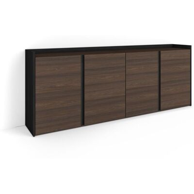 SKRAUT HOME - Credenza, Mobile, Cucina, Madia, Mobile Ingresso, 207x35x80cm, 4 Porte, Grande Stoccaggio, Stile Moderno, Rovere Scuro E Nero SKRAUT HOME - Credenza, Mobile, Cucina, Madia, Mobile Ingresso, 207x35x80cm, 4 Porte, Grande Stoccaggio, Stile Moderno, Rovere Scuro E Nero