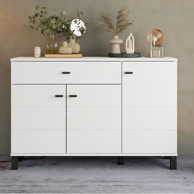DMORA Credenza Uyuni, Madia 3 Ripiani, Un Cassetto, 3 Ante, 116x35x78h Cm Bianco DMORA Credenza Uyuni, Madia 3 Ripiani, Un Cassetto, 3 Ante, 116x35x78h Cm Bianco