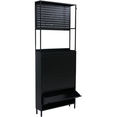 DÉCOSHOP26 Scarpiera Con 3 Scomparti Basculanti Mobiletto Per Scarpe Con Ripiano E Ganci 201x80x20 Cm Metallo Nero 040008882 DÉCOSHOP26 Scarpiera Con 3 Scomparti Basculanti Mobiletto Per Scarpe Con Ripiano E Ganci 201x80x20 Cm Metallo Nero 040008882