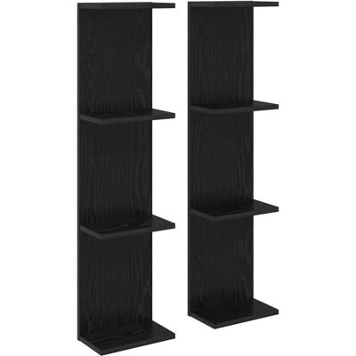 VIDAXL Scaffale Da Parete 2 Pz Rovere Nero 22 X 15 X 100 Cm VIDAXL Scaffale Da Parete 2 Pz Rovere Nero 22 X 15 X 100 Cm