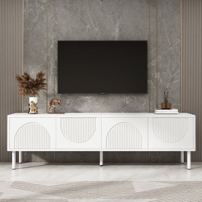 SOLKVUNZA Mobile Tv Basso 180 Cm Bianco Opaco – Grande Mobile Tv Moderno Per Soggiorno E Camera Da Letto, Con Ante Design A Rilievo 3d E Passacavi Integrati SOLKVUNZA Mobile Tv Basso 180 Cm Bianco Opaco – Grande Mobile Tv Moderno Per Soggiorno E Camera Da Letto, Con Ante Design A Rilievo 3d E Passacavi Integrati